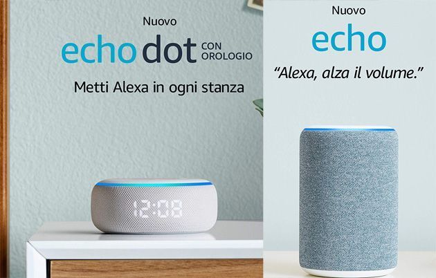 Echo Dot con orologio e Echo 3a gen in Italia 