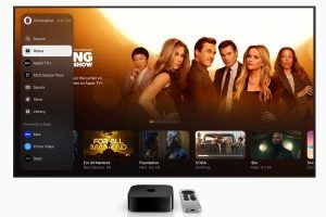interfaccia app Apple TV con nuova barra laterale introdotta da tvOS 17.2