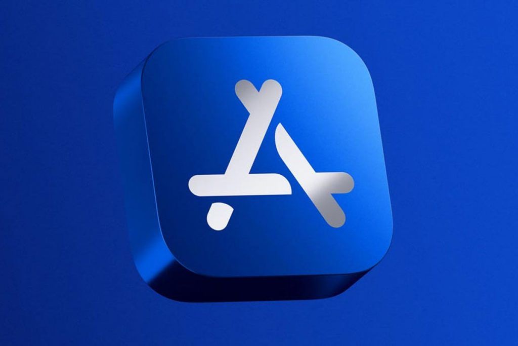 Apple Store logo sfondo blu