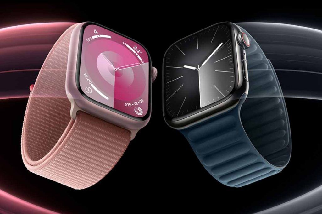 smartwatch Apple Watch Series 9 nelle colorazioni rosa e blu