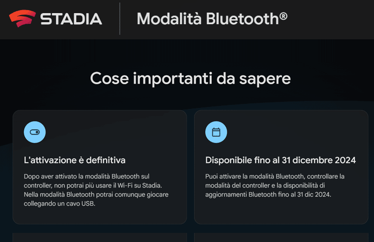 Controller Google Stadia modalità Bluetooth - cose utili da sapere