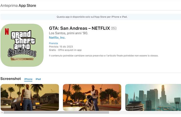 GTA San Andreas - giochi Netflix su App Store per iPhone e iPad