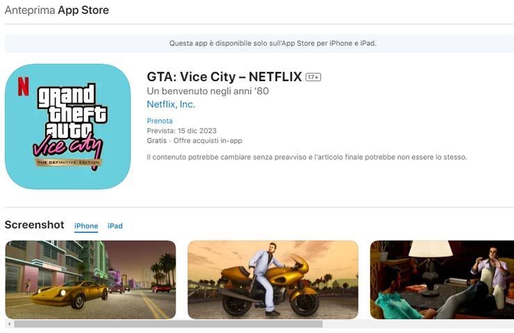 GTA Vice City - gioco Netflix su App Store per iPhone e iPad