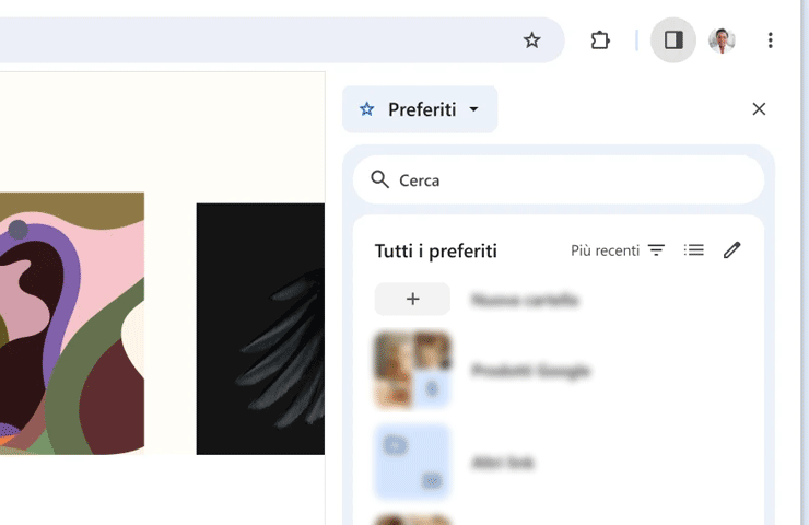 la barra laterale dei preferiti in Google Chrome 120