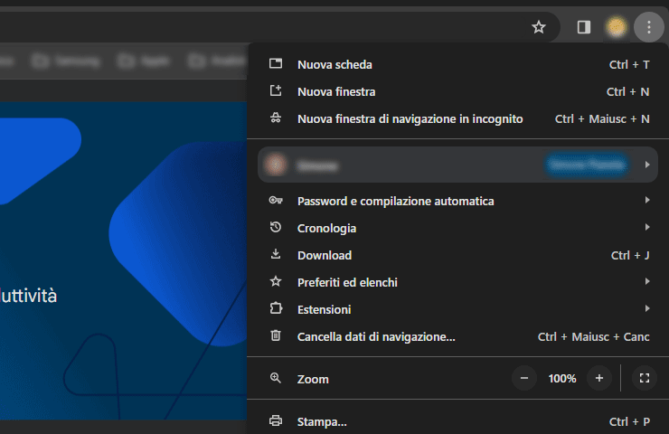il menu riprogettato in Google Chrome 120