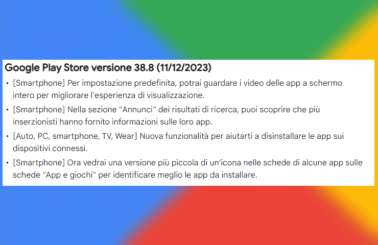 changelog Google Play Store v38.8