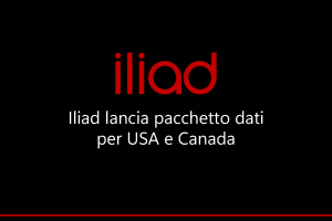 logo Iliad con informazione del lancio del pacchetto dati per USA e Canada