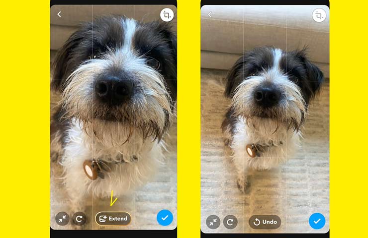 Snapchat+, schermate dello strumento che estende il campo visivo di foto