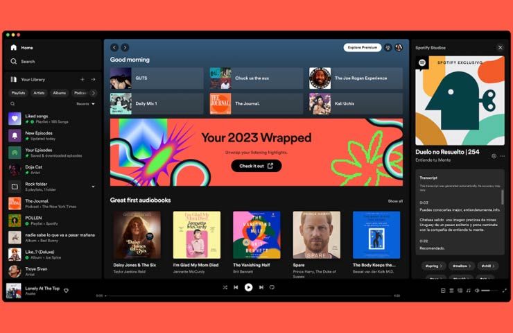 Spotify Wrapped 2023 - esperienza personalizzata su desktop