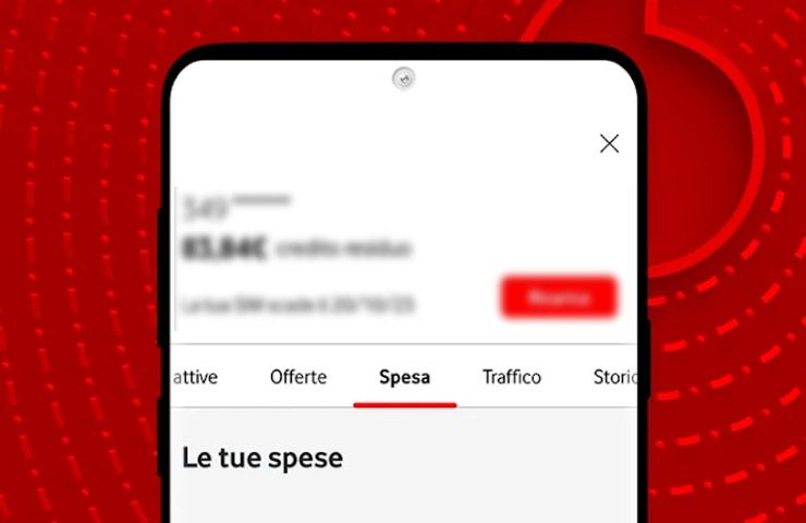 Vodafone - schermata app My Vodafone 'le tue spese'