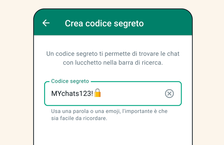 Whatsapp, schermata di come si imposta un codice segreto