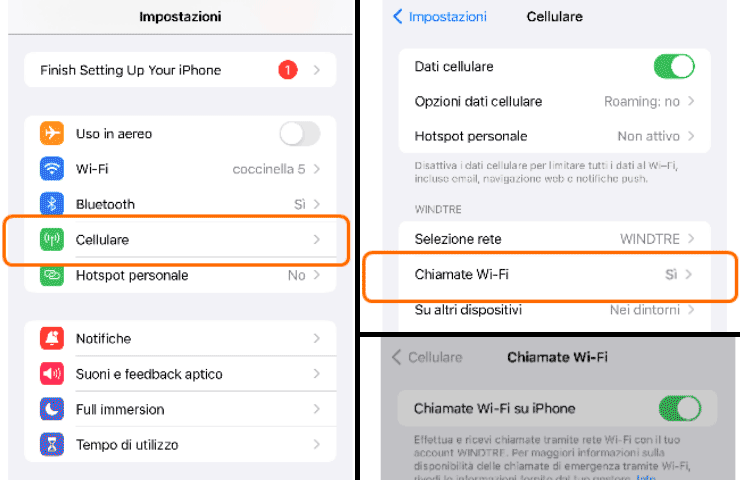 come abilitare opzione 'Chiamate WiFi' su iPhone