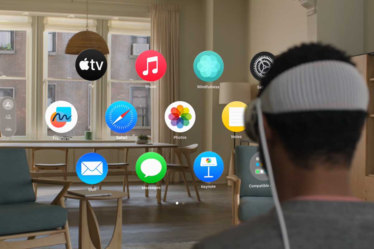 Apple Vision Pro - simulazione menu di navigazione