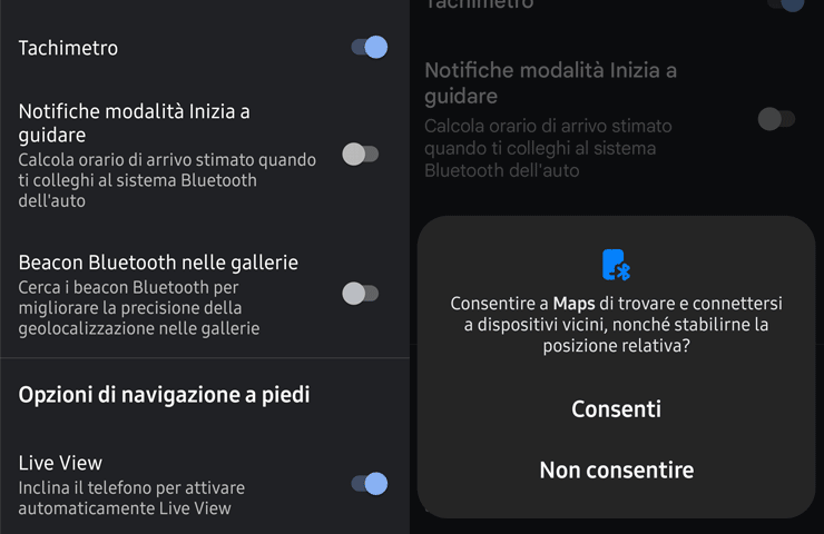 'Beacon Bluetooth nelle gallerie' in Google Maps su Android