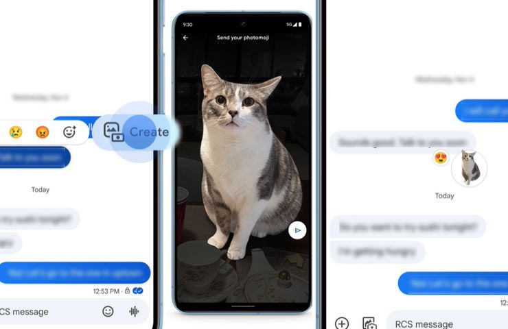 Google Messaggi - come creare una reazione con Photomoji