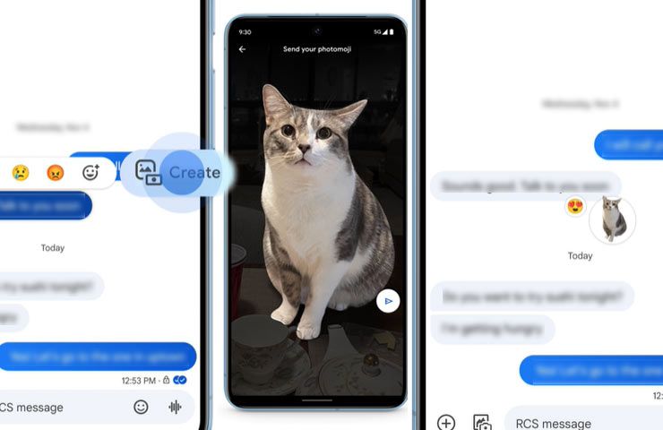 Google Messaggi - come creare una reazione con Photomoji