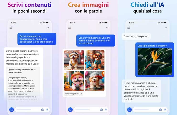 Microsoft Copilot - schermate in italiano app iOS