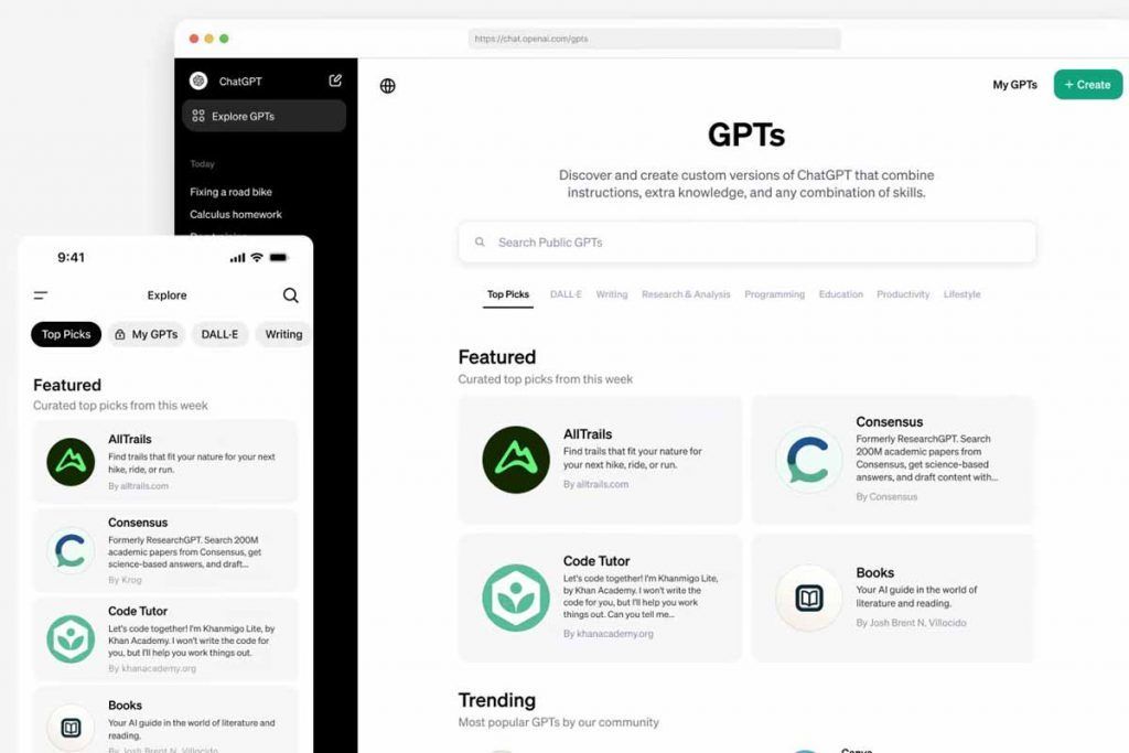 schermate del GPT Store di OpenAI