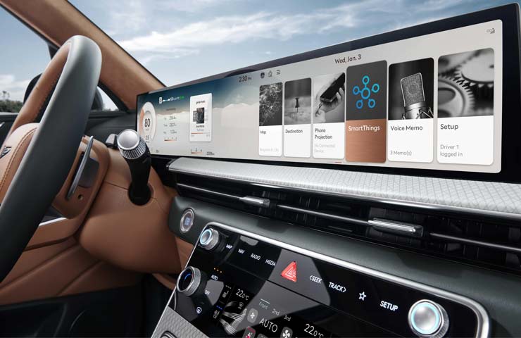 Render di integrazione di Samsung SmartThings in un veicolo Hyundai Motor Group