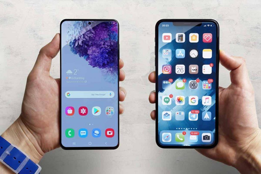 smartphone Samsung Galaxy S20 Ultra e Apple iPhone 11 Pro