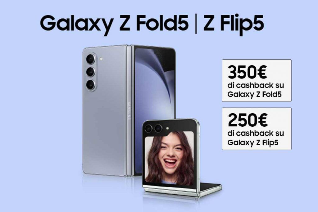 immagini degli smartphone Samsung Galaxy Z Fold5 e Z Flip5