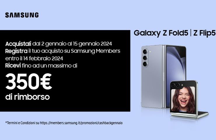 dettaglio promozione Samsung Galaxy Z Fold5 Z Flip5 Cashback Winter 2024