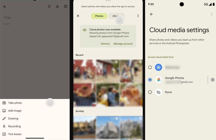 animazione selettore foto di Android con supporto per servizi cloud