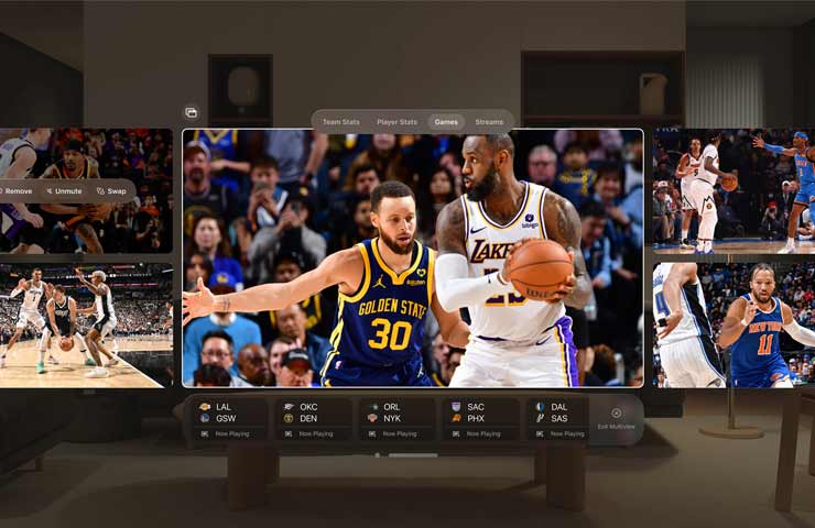 Apple Vision Pro - schermata app NBA