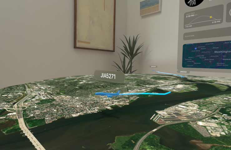 Apple Vision Pro - schermata app Voyager by ForeFlight