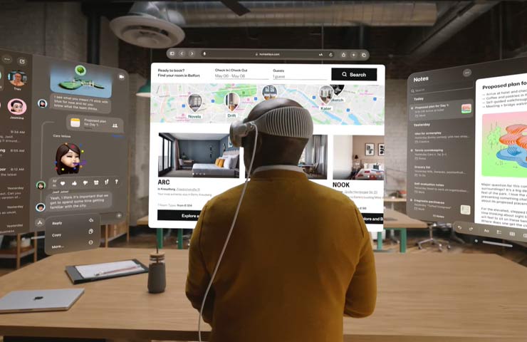 Apple Vision Pro - schermata app multitasking