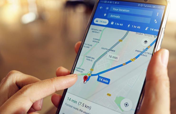 Google Maps - preparazione itinerario su smartphone