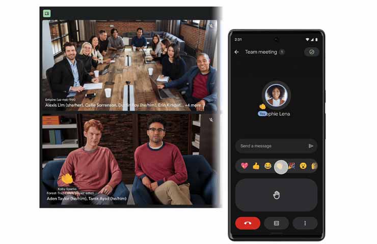 Google Meet - modalità complementare su dispositivo mobile