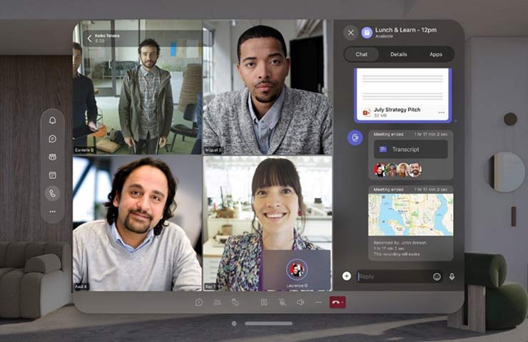 schermata Microsoft 365 Teams su Apple Vision Pro