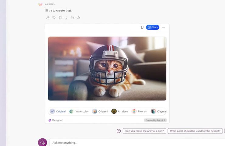 Microsoft Copilot - nuovo design per le risposte del chatbot