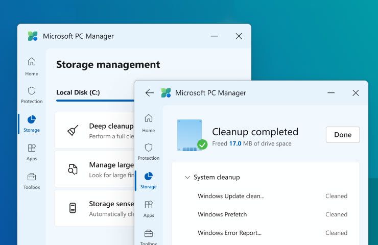 schermata di presentazione app Microsoft PC Manager per Windows