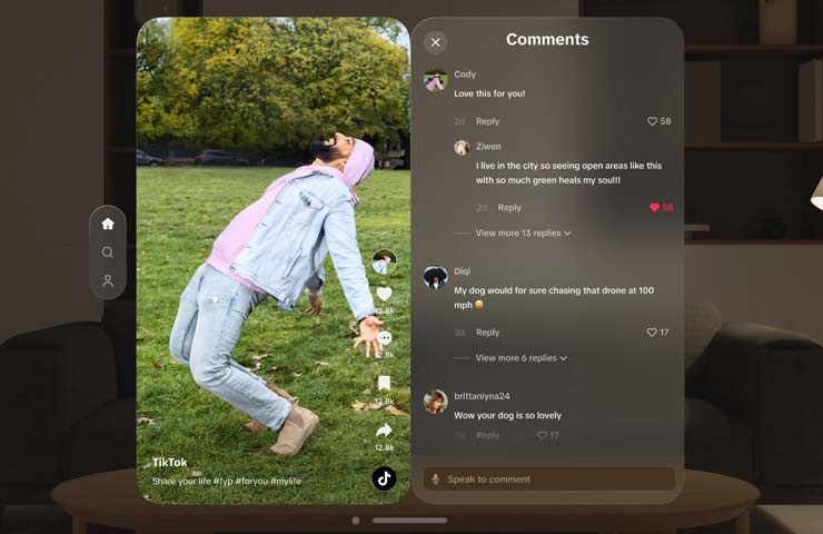 TikTok su Apple Vision Pro - screenshot