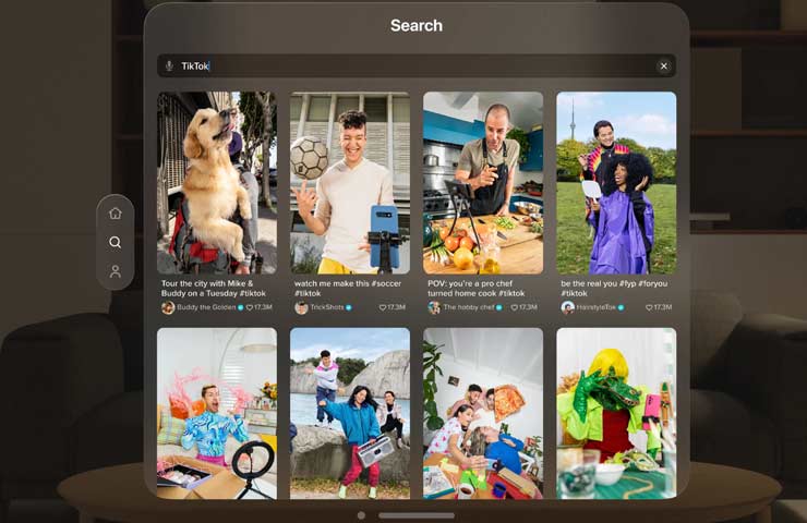 TikTok su Apple Vision Pro - screenshot