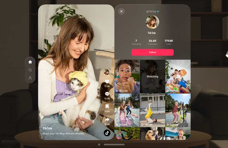 TikTok su Apple Vision Pro - screenshot