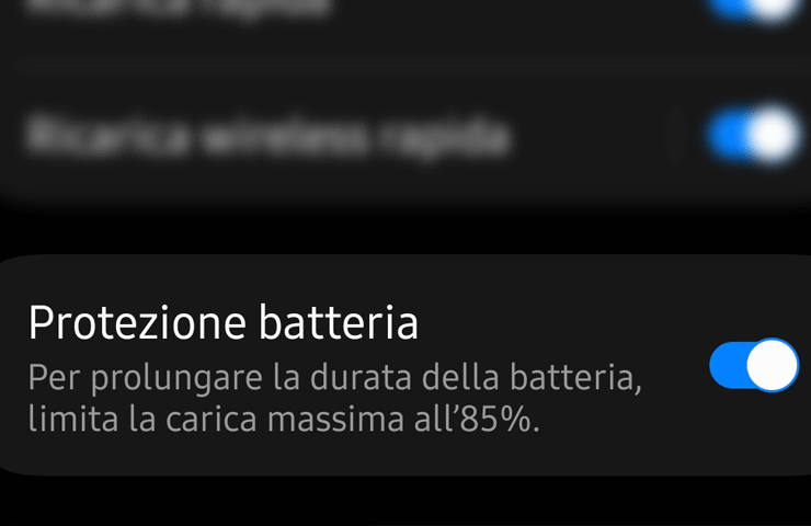 Samsung Galaxy - funzione protezione batteria