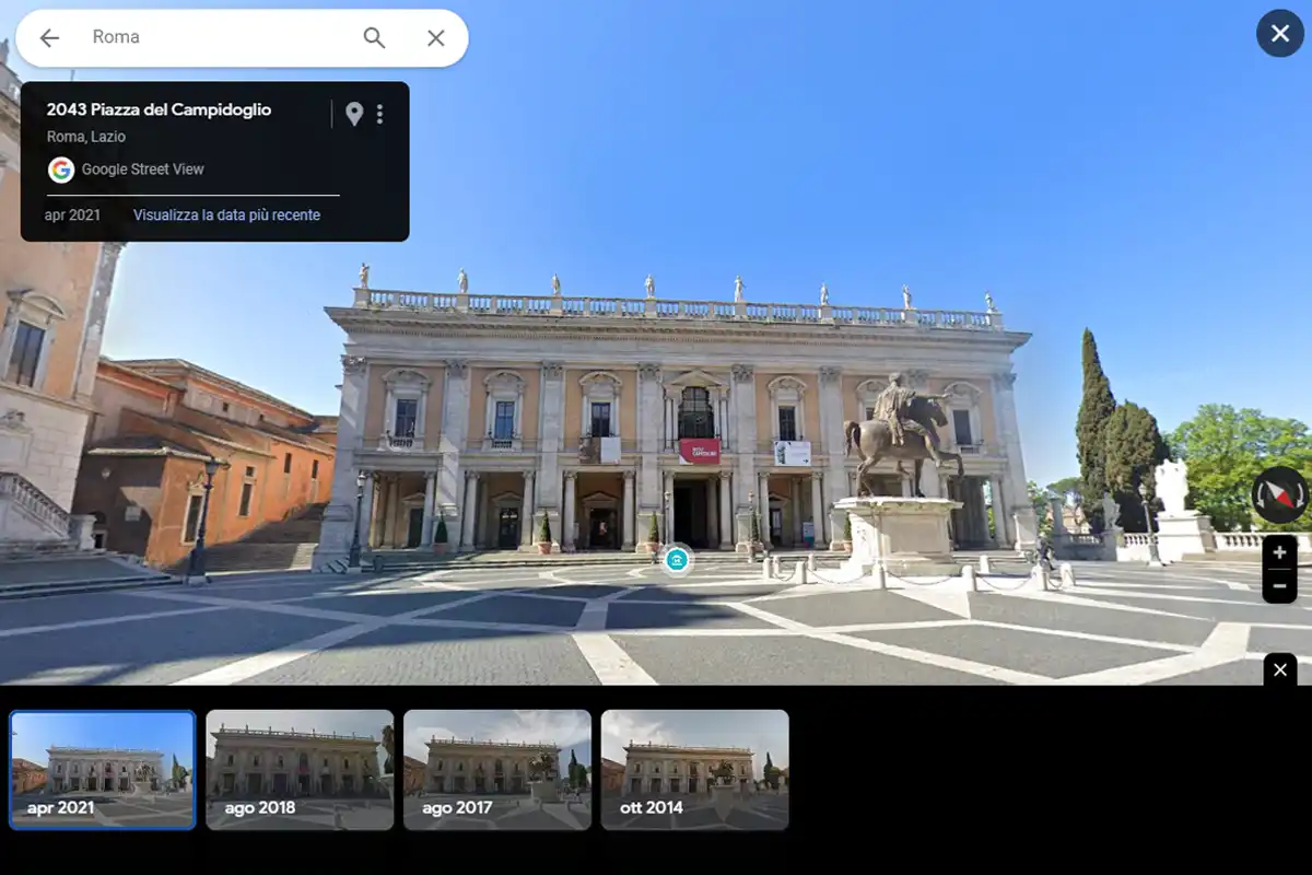 Google Maps - funzione macchina del tempo: esempio Campidoglio in Roma