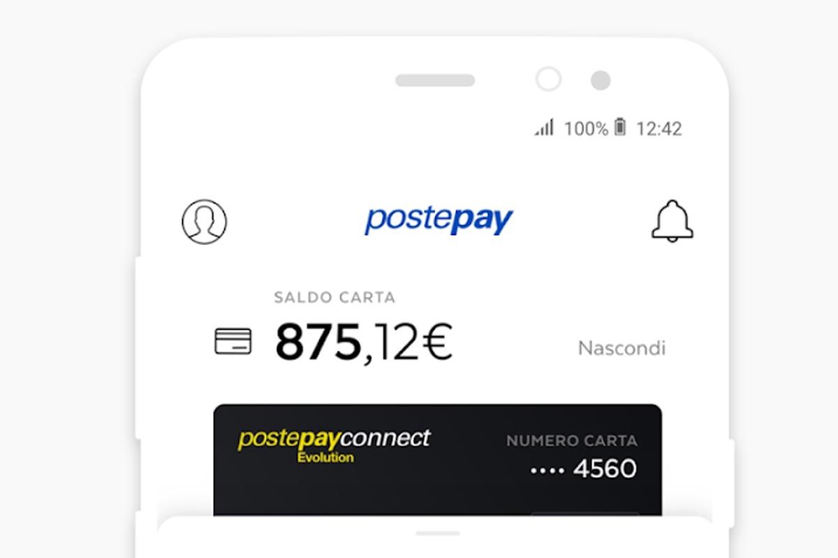 PostePay - schermata da app con credito residuo