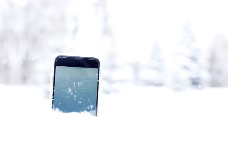 Smartphone scarichi con il freddo