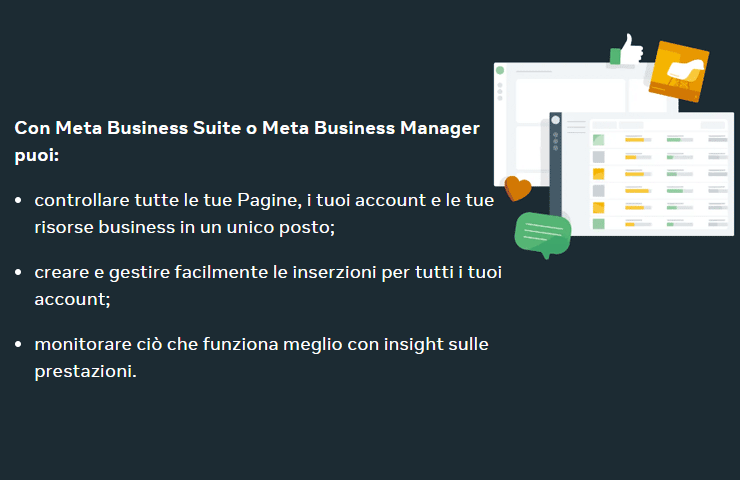 Strumenti Meta Business Suite e Meta Business Manager