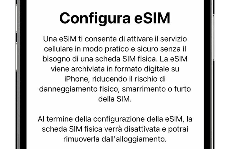 configurazione eSIM su iPhone