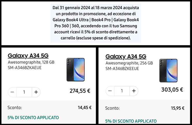 promozione Samsung Shop Online febbraio 2024