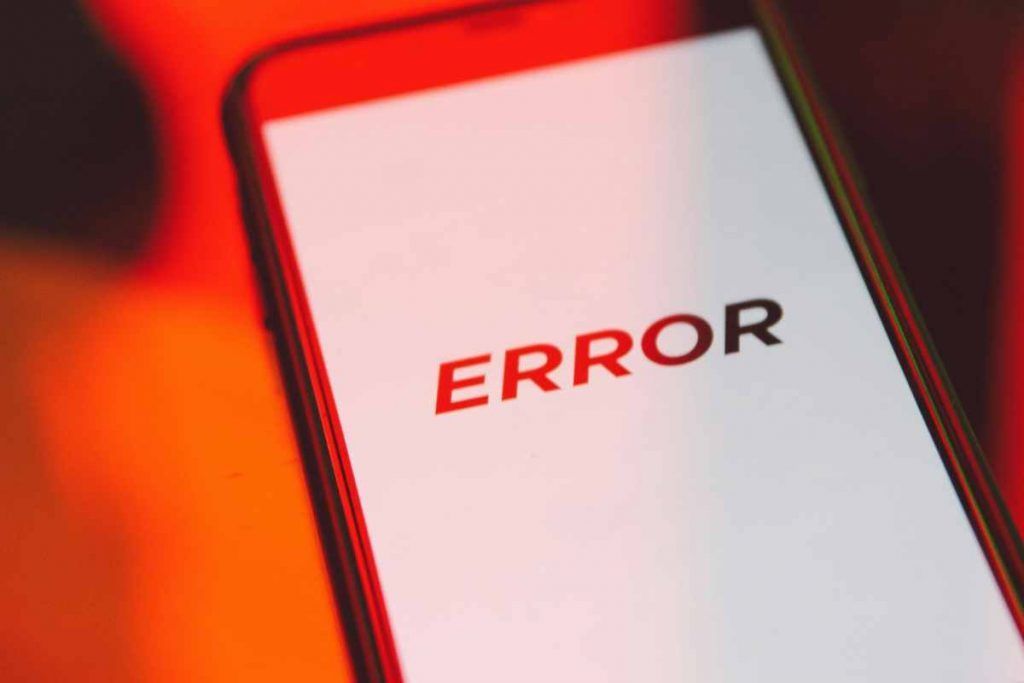 smartphone messaggio errore