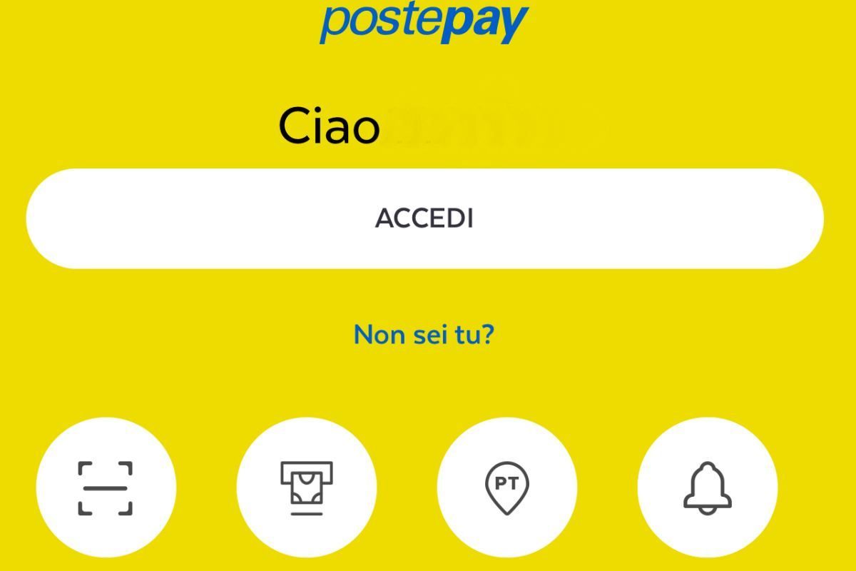 App PostePay schermata iniziale