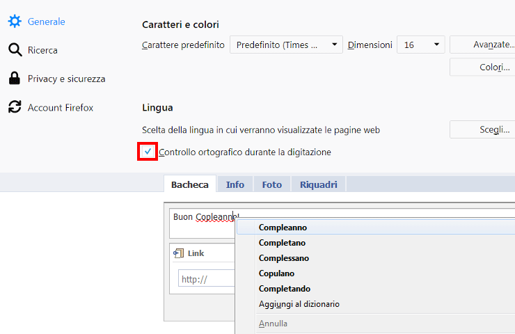Mozilla Firefox - come abilitare il correttore ortografico