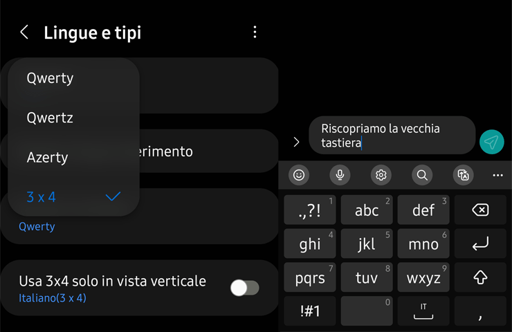 come attivare il layout 3x4 per la tastiera Samsung