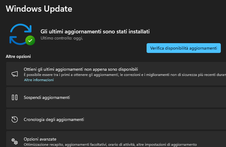 Windows 11 - schermata Windows Update